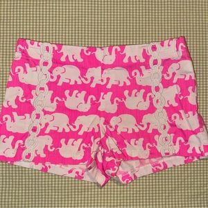 Lilly Pulitzer Girls pink and white elephant shorts size 12